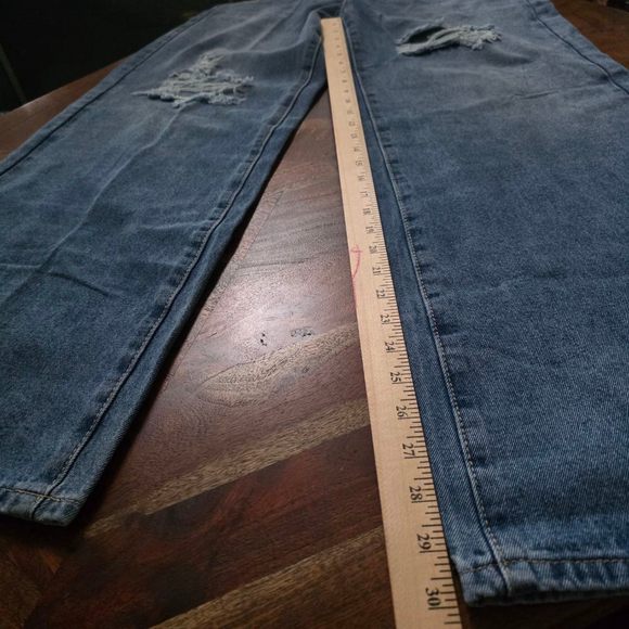 Women's SHEIN Distressed Wide Leg Jeans Blue US L (8/10) - Picture 9 of 10